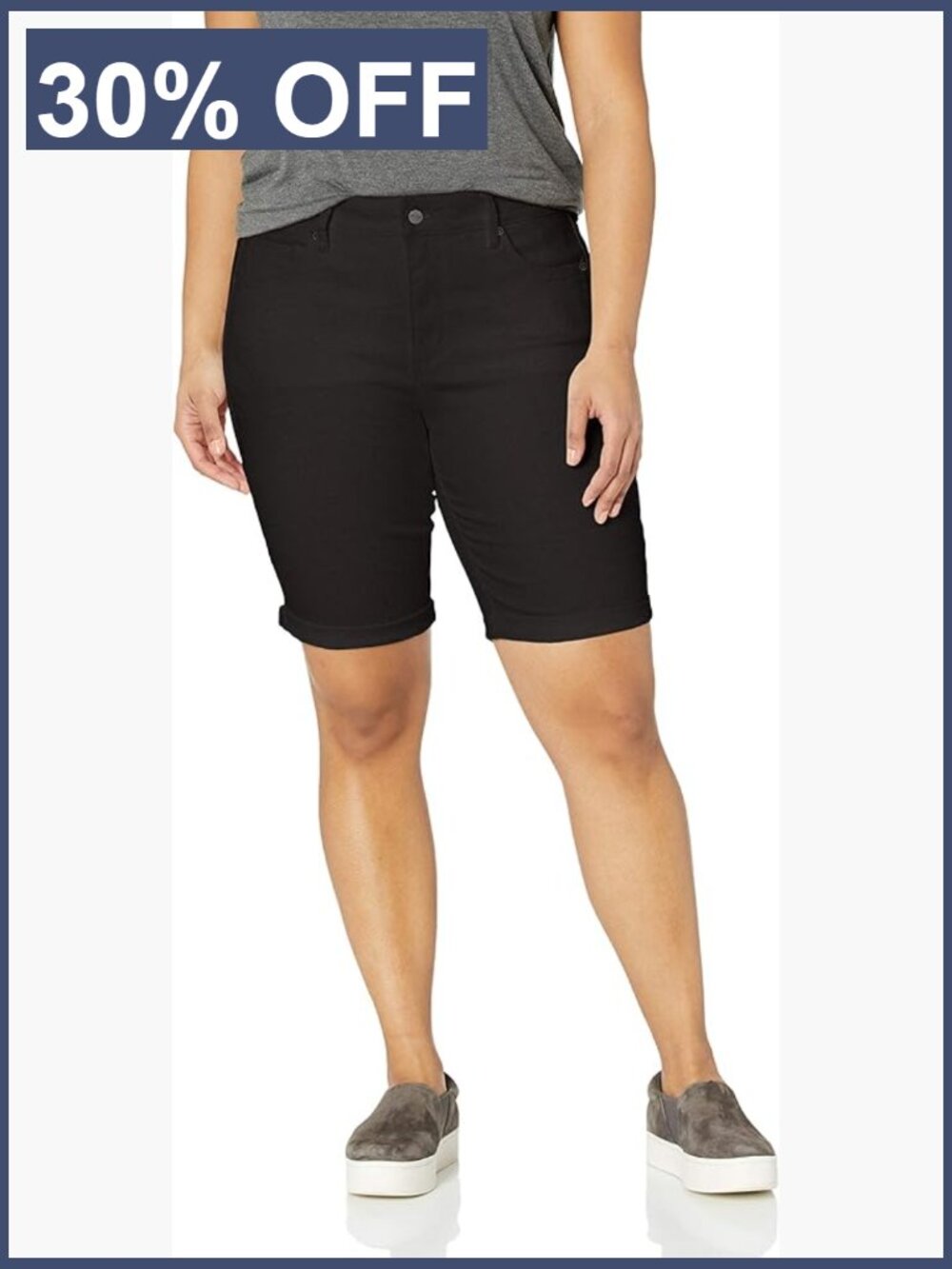 Briella Roll Cuff Denim Shorts Size Plus Lift Tuck Technology